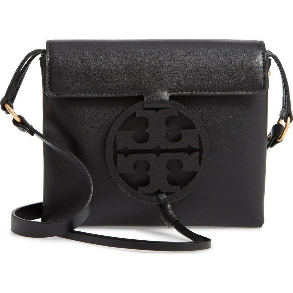 Tory Burch Miller Logo Leather Flap Crossbody Bag 50769 BLACK AUTHENTIC